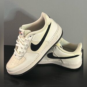 Nike Air Force 1 GS White, Black, and Orange